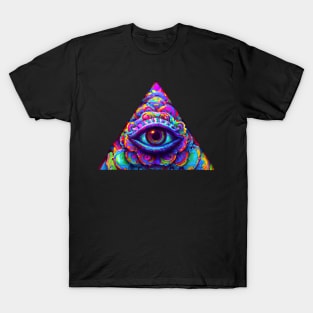 Psychedelic Rainbow Neon Eye Emblem T-Shirt